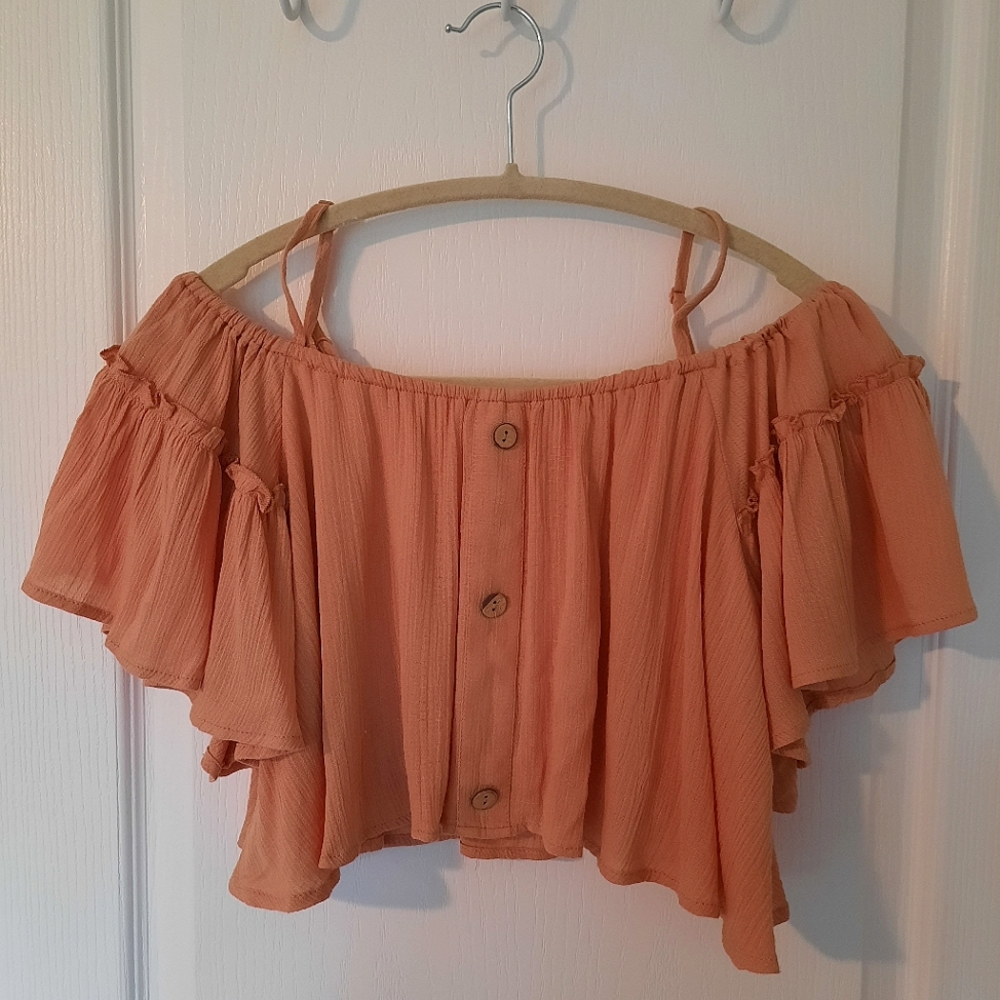 Orange Off Shoulder Crop Top